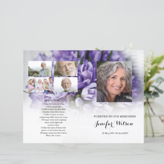 Paarse florale sjabloon van het Funeral Program (Staand voorkant)