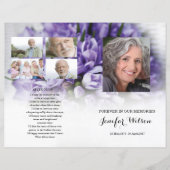 Paarse florale sjabloon van het Funeral Program (Voorkant)
