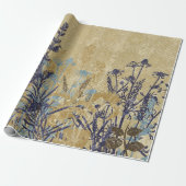 paarse florale vintage cadeaupapier (Uitgerold)