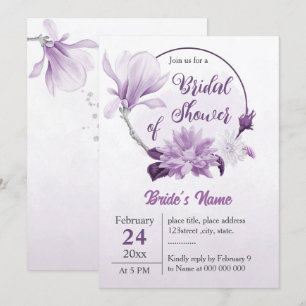 paarse florale vrijgezellenfeest kaart