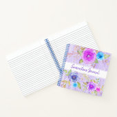 Paarse florale waterverf, aangepast vierkant hout notitieboek (Binnen)