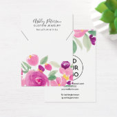 Paarse florale waterverf sierjuwelen ketting visitekaartje (Bureau)