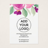 Paarse florale waterverf sierjuwelen ketting visitekaartje (Achterkant)