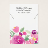 Paarse florale waterverf sierjuwelen ketting visitekaartje (Voorkant)