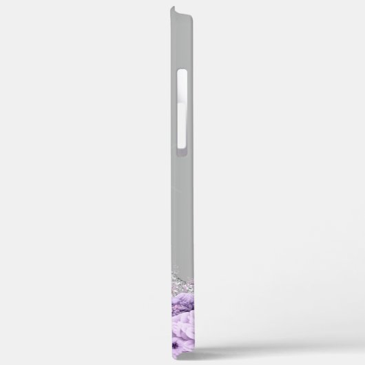 Paarse florale zilverglitter druppelt monogram Case-Mate iPhone case (Achterkant / Links)