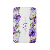 Paarse floralen witte monogram elegant badmat (Voorkant Verticaal)