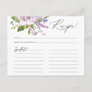 Paarse Florals Calligrafiescript Recipcard Informatiekaartje