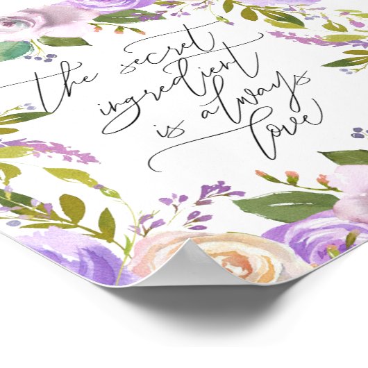 Paarse Florals Calligrafiet Geheime Ingrediënt Cit Poster (Hoek)