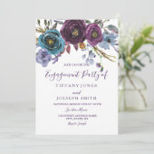 Paarse Florence Waterverf Elegant Engagement Party Kaart (Staand voorkant)