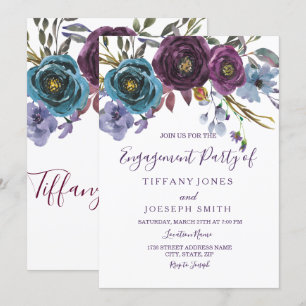 Paarse Florence Waterverf Elegant Engagement Party Kaart