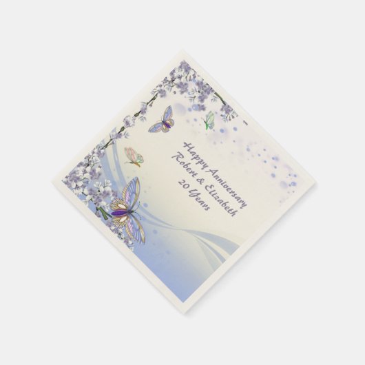 Paarse Florets en Butterflies Personaliseren parti Servet (Hoek)