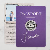 Paarse Florida Passport Bewaar de datum Save The Date (Voorkant / Achterkant)