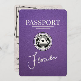 Paarse Florida Passport Bewaar de datum Save The Date