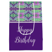 Paarse Flower Accented Gift Bag Medium Cadeauzakje (Achterkant)