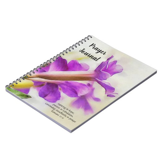Paarse Flower Art Faith Bible Verse Journal Notitieboek (Linkerzijde)