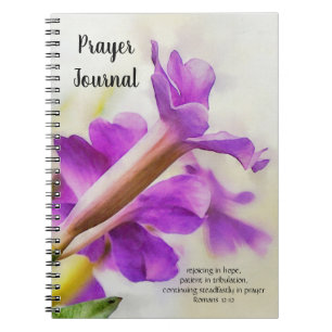 Paarse Flower Art Faith Bible Verse Journal Notitieboek