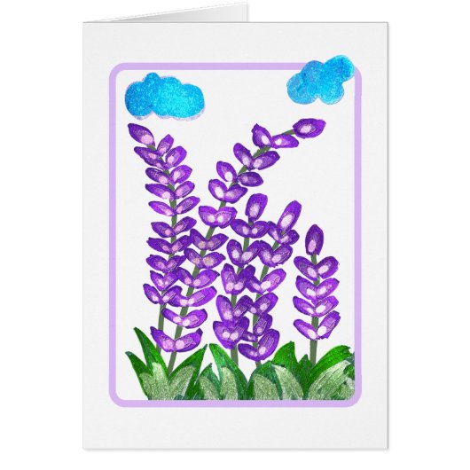 Paarse Flower Art Kaart (Voorkant)