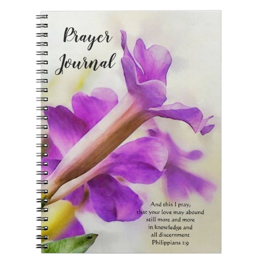 Paarse Flower Art Prayer Journal Notitieboek (Voorkant)