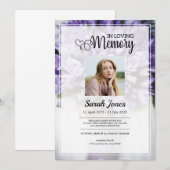 Paarse Flower Bouquet Funeral Announcement Kaart (Voorkant / Achterkant)
