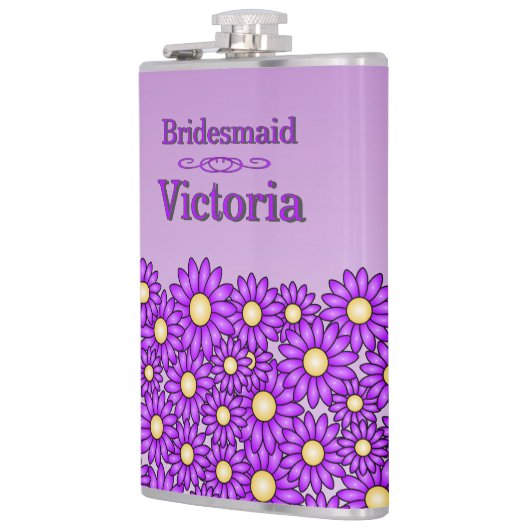 Paarse Flower Bruidsmeisje Flask Heupfles (Links)