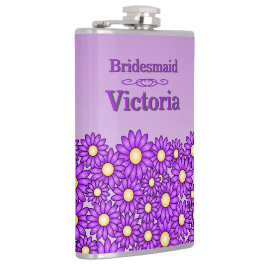 Paarse Flower Bruidsmeisje Flask Heupfles (Rechts)