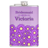 Paarse Flower Bruidsmeisje Flask Heupfles (Voorkant)