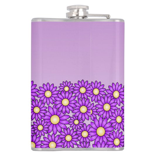 Paarse Flower Bruidsmeisje Flask Heupfles (Achterkant)