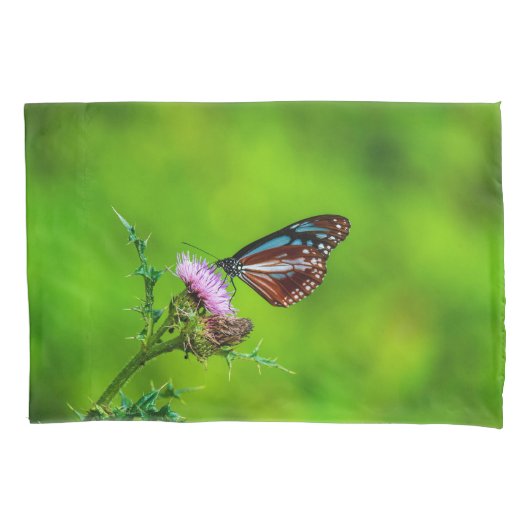 Paarse Flower Butterfly Pillow Hoesje Kussensloop (Voorkant-Links)