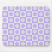 Paarse Flower Checkerboard Modern Retro Geruit Muismat (Voorkant)