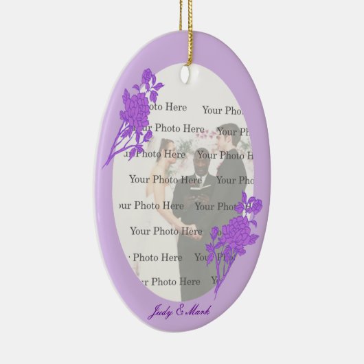 Paarse Flower Custom Oval Ornament (Rechts)