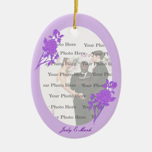 Paarse Flower Custom Oval Ornament (Voorkant)