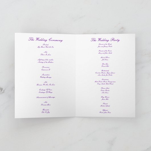 Paarse Flower Custom Program Kaart (Binnen)