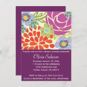 Paarse flower Garden Bridal Shower Invitations Kaart (Voorkant / Achterkant)
