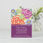 Paarse flower Garden Bridal Shower Invitations Kaart (Staand voorkant)