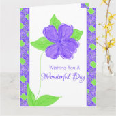 Paarse Flower Happy Birthday Kaart (Gele Bloem)