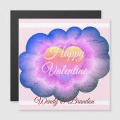 Paarse Flower Happy Valentijn Magnetic Card (Voorkant / Achterkant)