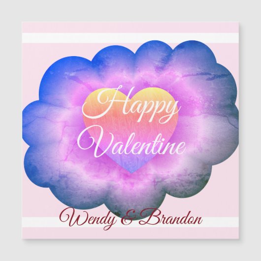 Paarse Flower Happy Valentijn Magnetic Card (Voorkant)