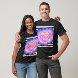 Paarse Flower Happy Valentijn T-Shirt