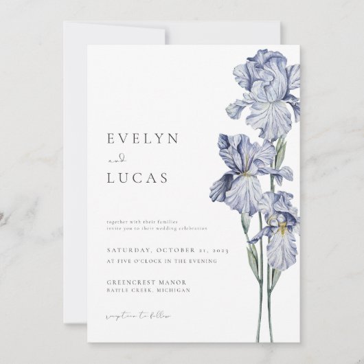 Paarse Flower Iris Wedding Invitation Spring Kaart (Voorkant)