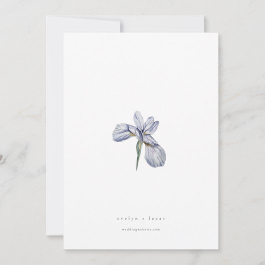 Paarse Flower Iris Wedding Invitation Spring Kaart (Achterkant)