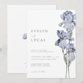 Paarse Flower Iris Wedding Invitation Spring Kaart (Voorkant / Achterkant)