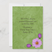 Paarse Flower & Ladybug Baby shower Uitnodiging (Achterkant)