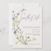 Paarse Flower Lijst Elegante bruiloft Save the Dat Save The Date (Voorkant)