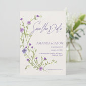 Paarse Flower Lijst Elegante bruiloft Save the Dat Save The Date (Staand voorkant)