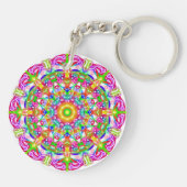 Paarse Flower Mandala Boho Sleutelhanger (Achterkant)