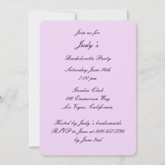 Paarse Flower Mason Jars Bachelorette Party nodigt Kaart (Achterkant)