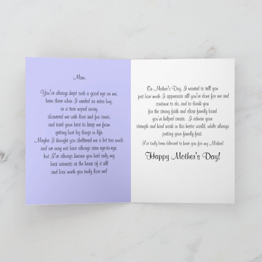 Paarse Flower Moederdag Kaart (Binnen)
