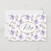 Paarse Flower Pattern Wedding RSVP Kaartje (Voorkant)