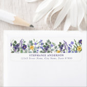 Paarse Flower Return-adreslabels Etiket (Insitu)