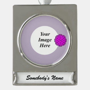 Paarse Flower Ribbon Tmpl van Kenneth Yoncich Verzilverd Banner Ornament
